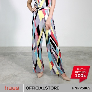 haas กางเกงขายาว ผู้หญิง เอวยางยืด พิมพ์ลาย ขาเรียว ใส่สบาย HNPP5869