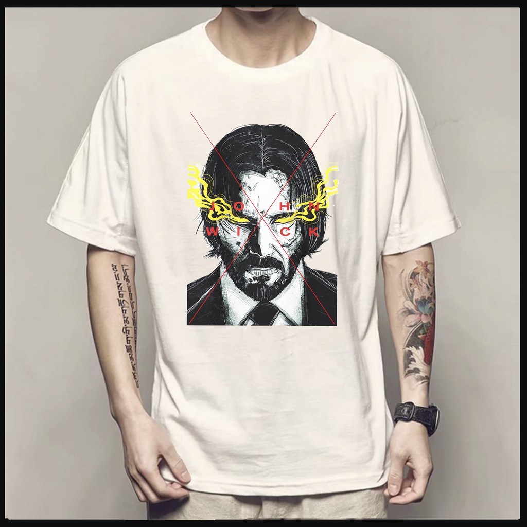 JOHN WICK เสื้อยืดผ้าฝ้ายแขนสั้น Unisex