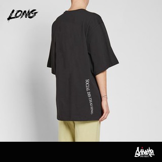 Just Say Bad ® Oversize Long รุ่น Social Dis-Thai-Sing ( สกรีนนูน ) เสื้อทรงเอ สีดำ M L / OLS