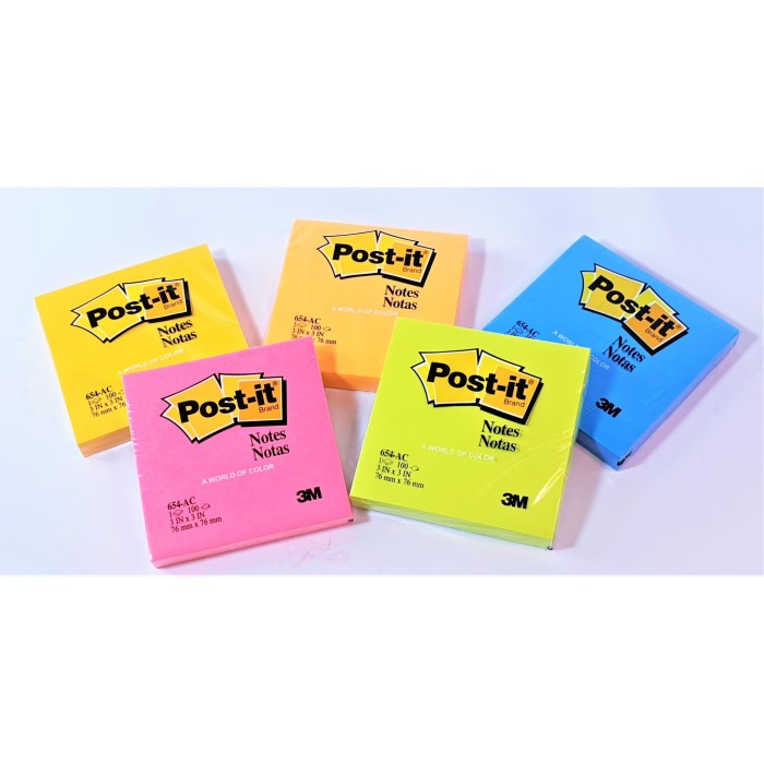 Post it Colourful 654 (1 แผ่น/ 1 ชิ้น) / Post It 3M 654 สีสันสดใส