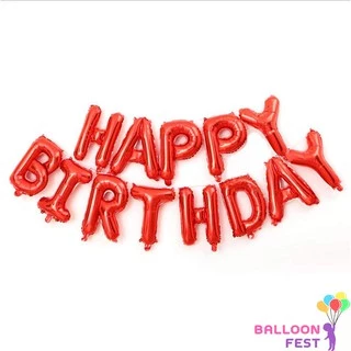 ขายส่งBalloon Fest ลูกโป่งตัวอักษร อังกฤษ "A-Z" (สามารถเลือกได้) ขนาด 16นิ้ว สีแดง (Red)