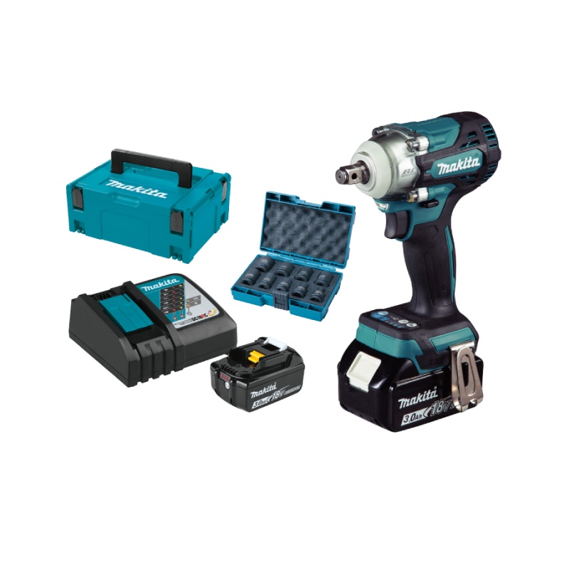 [คอมโบเซ็ต] MAKITA DTW300FJX3 : บล็อกไร้สาย 1/2" 18V พร้อมชุดลูกบล็อก 9 ชิ้น