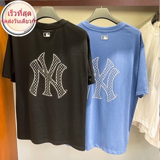 Mlb เสื้อยืดแขนสั้นพิมพ์ลายตัวอักษร Ny สําหรับผู้ชายและผู้หญิง 3Ats021