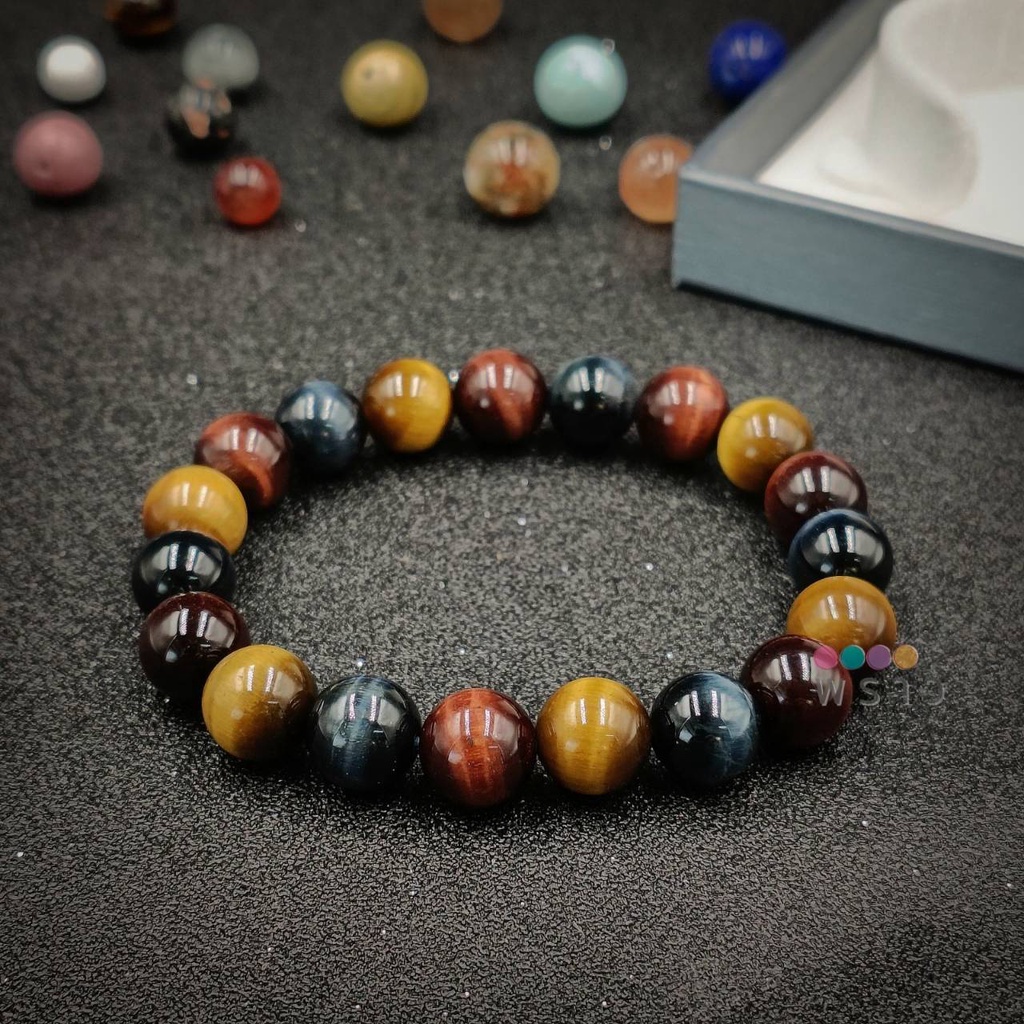 (พราว) หินสามทหารเสือ (Multi Tiger's Eye) เกรดAAA ขนาด 10 มม. ที่สุดของหินตาเสือ ทั้งสวยและพลังงานดี ผ่านพิธีปลุกเสกแล้ว