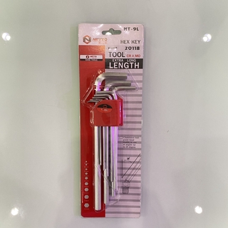 NETTO กุญแจหกเหลี่ยม ชุดประแจหกเหลี่ยม NT-9L (mm) 9ตัว/ชุด ยาวพิเศษ HEX KEY SET