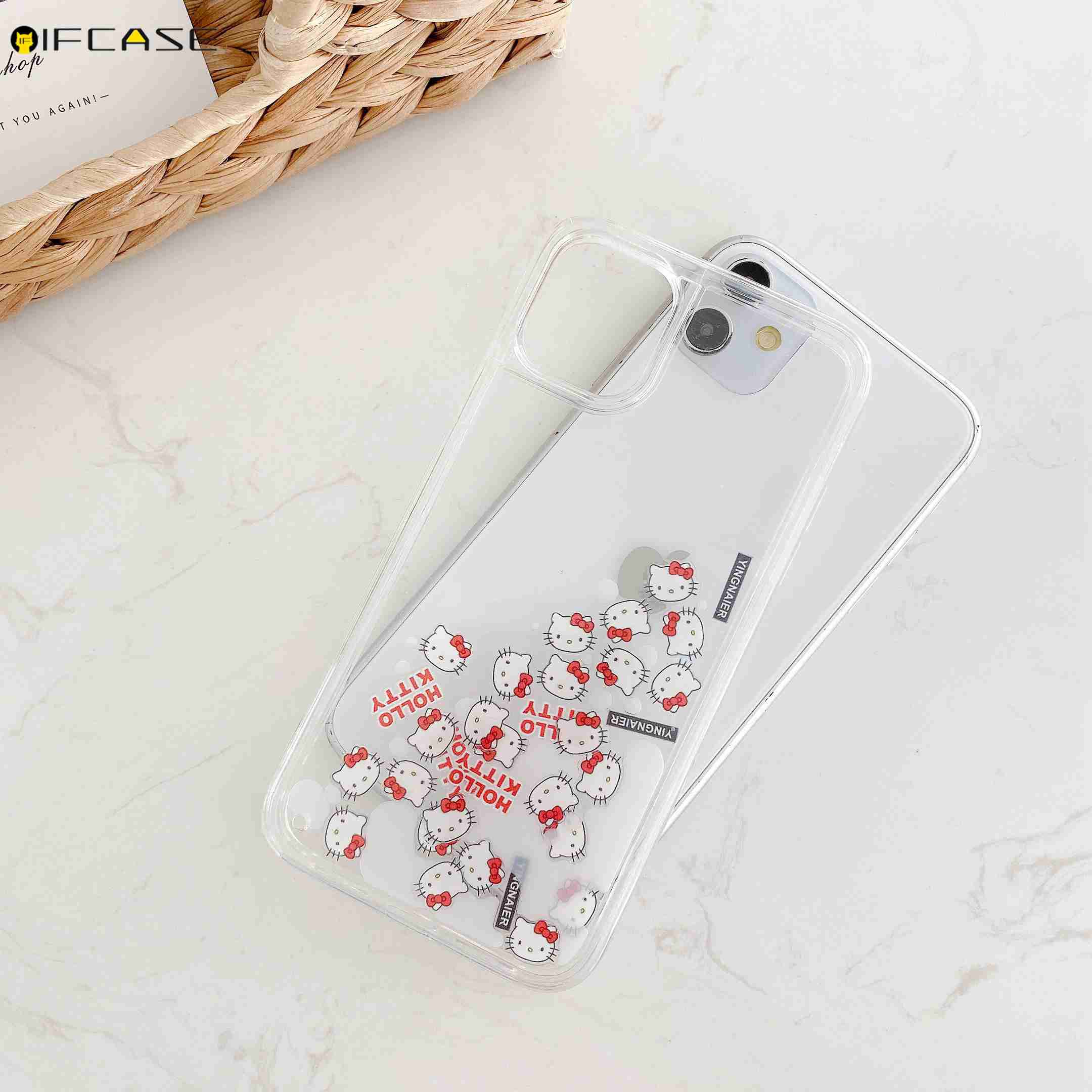 Iphone 12 Mini 12 11 Pro Max Xs Max Xr X 7 8 Plus Phone Case Hello Kitty Quicksand Liquid Cartoon Cute Lovely Cat Clear Transparent Casing Case Cover ราคาท ด ท ส ด