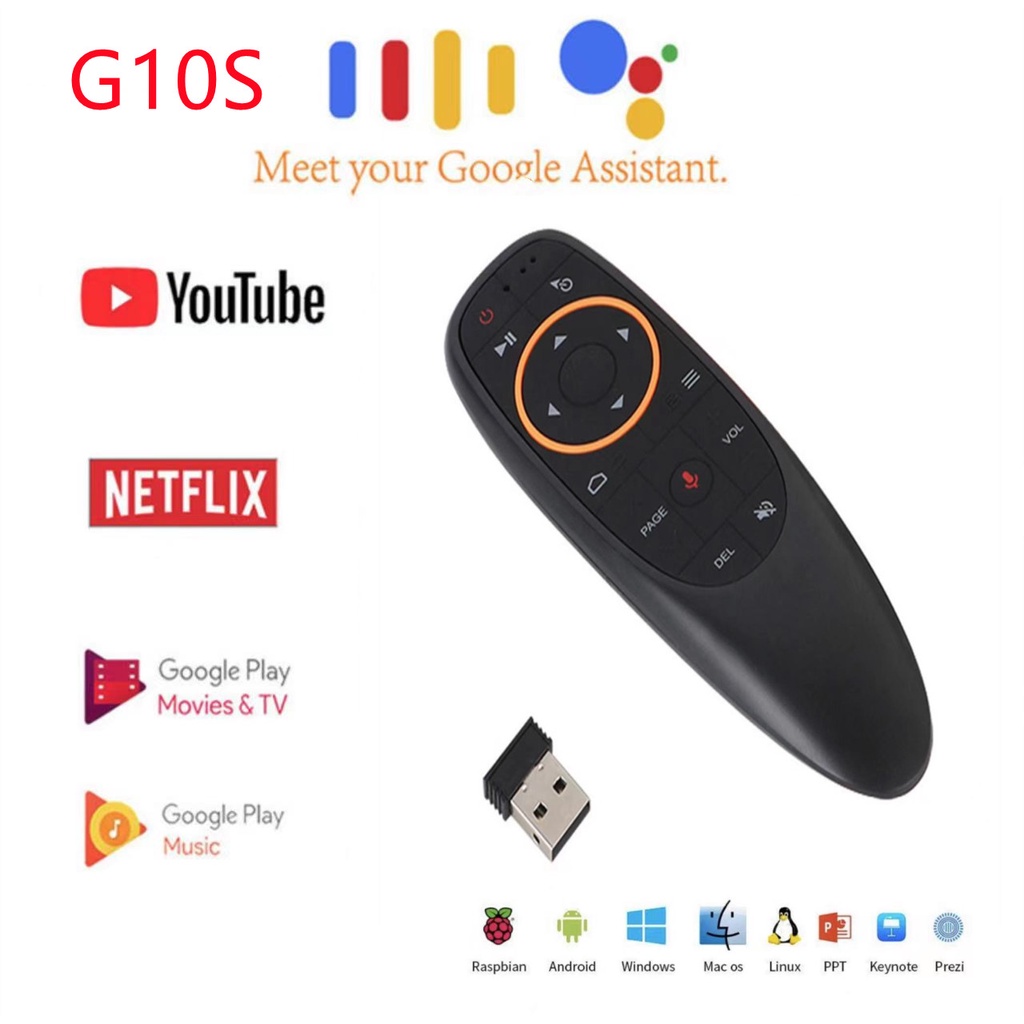 G10S รีโมท Air Mouse (มี Gyro) เมาส์ไร้สาย 2.4G Wireless Air Mouse + Voice Search