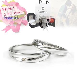 Finejewelthai แหวนเกลี้ยง-แหวนทองคำขาว-แหวนคู่-แหวนหมั้น-แหวนแต่งงาน-Couple-silver-wedding-ring - Gift_set97