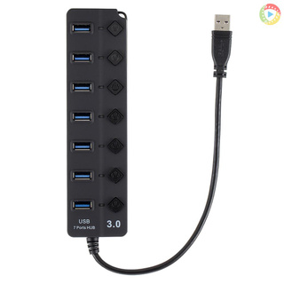 Docooler Usb 3 . 0 Hub Splitter 7 พอร์ตสวิตช์เปิด / ปิดความเร็วสูง 5 Gbps Micro Usb Port สําหรับคอมพิวเตอร์พีซี