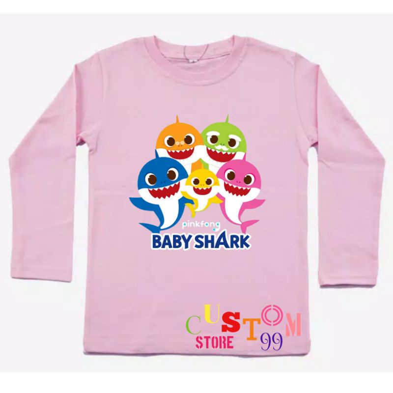 ใหม่ล่าสุด CHILDRENS BABY SHARK เสื้อยืด LONG SLEEVES PREMIUM MATERIAL