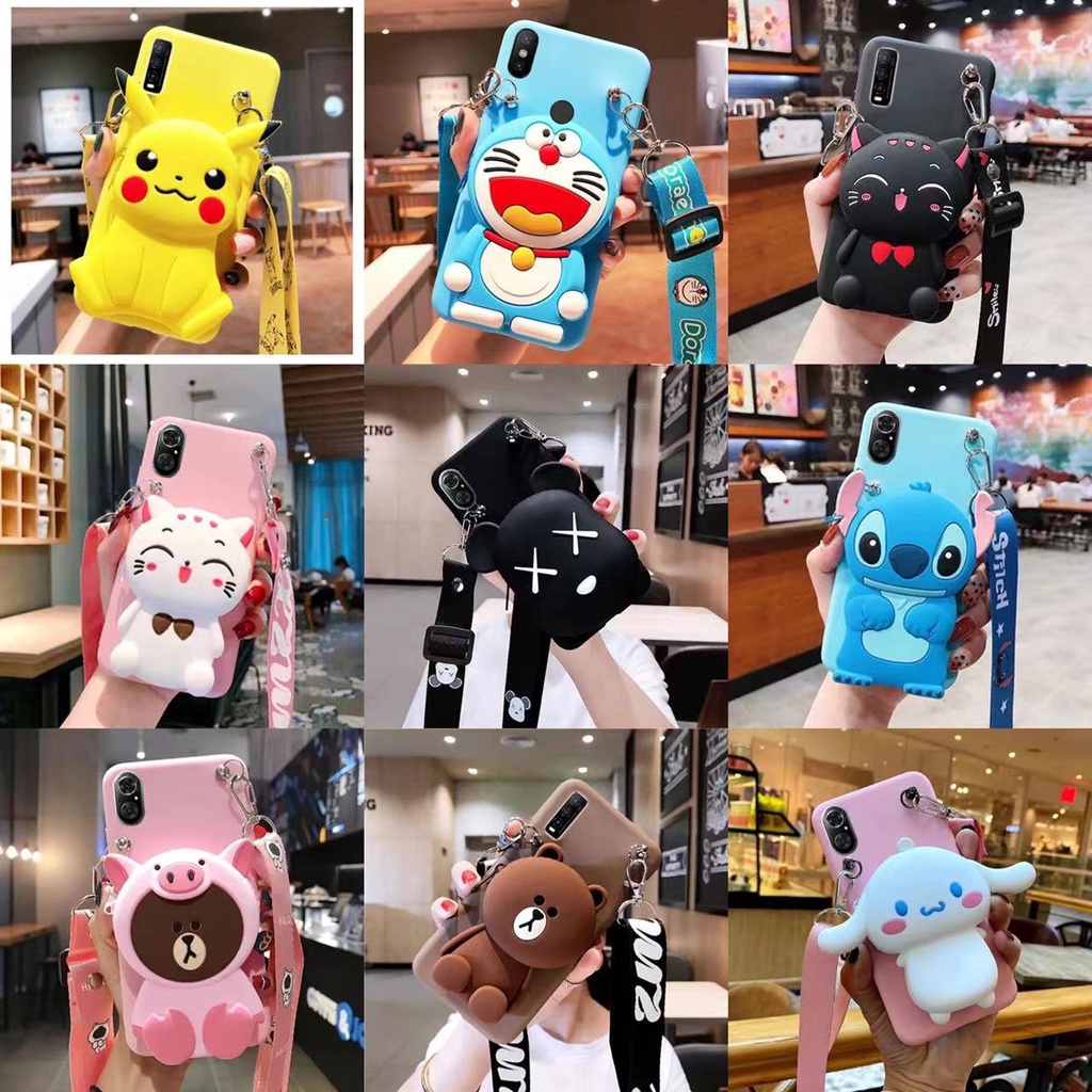 BB สําหรับ OPPO A16 A16K A16E A15 A57 2022 A77 2020 3D Cartoon ตุ๊กตากระเป๋าเงินเหรียญโทรศัพท์มือถือ