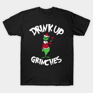 เสื้อยืดผู้ชาย GILDAN เสื้อยืด พิมพ์ลาย Drink Up Grinches สําหรับผู้ชาย และผู้หญิง S-5XL