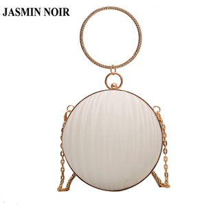 Jasmin NOIR กระเป๋าสะพายข้าง หนัง PU สายโซ่ ทรงกลม สําหรับผู้หญิง