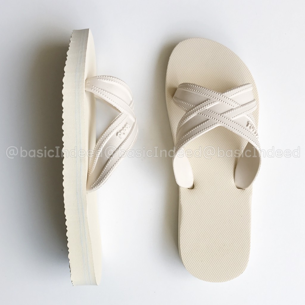 ☈◎Puppa ปุ๊บป้ารองเท้าแตะสวม สีขาวครีม