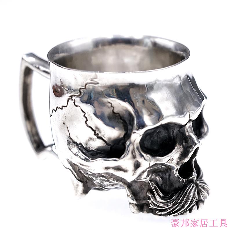 Mi Fan Preferred Ready Stock ลดราคา▼♣Raven Studio Original Skull Silver Wine Glass party Sip Glass W