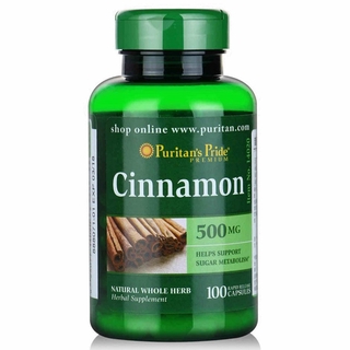 Puritans Pride Cinnamon 500 mg 100 Tablets Control blood sugar อบเชย ควบคุมน้ำตาลในเลือด สหรัฐอเมริกา