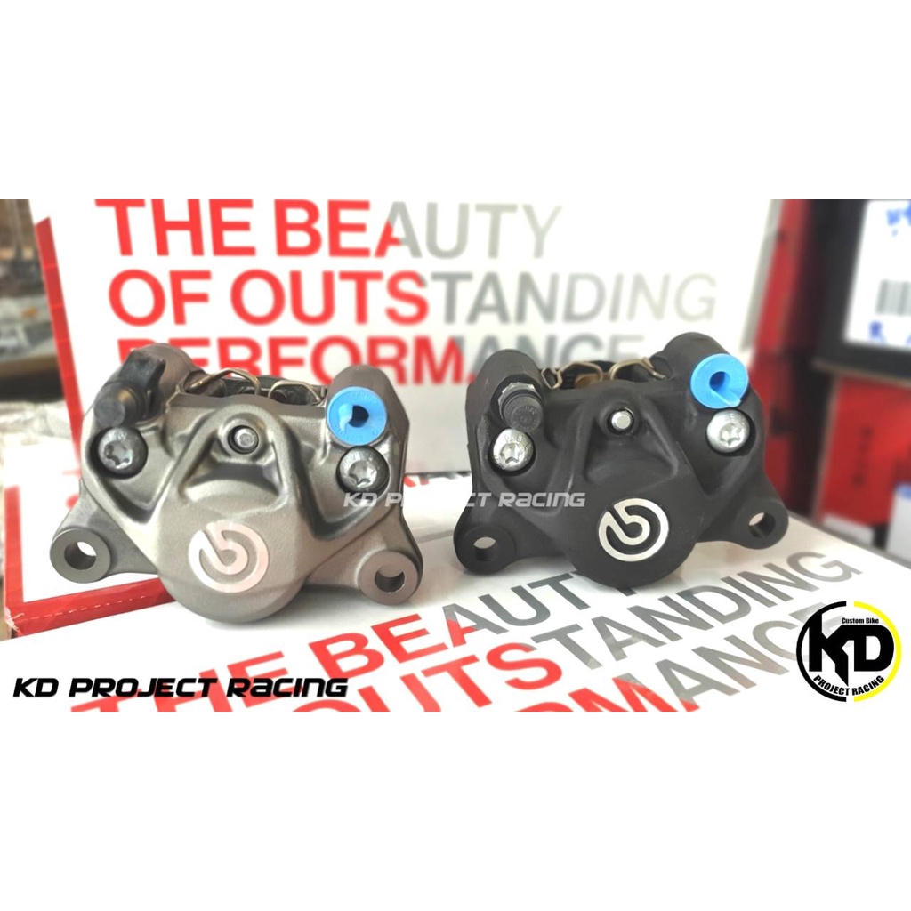 ปั้ม Brembo 2pot ผีเสื้อปักข้าง ทา และ ดำ โลโก้ขาว แท้100%