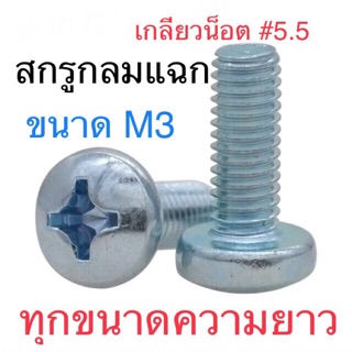 สกรูJP M3 สกรูหัวกลมแฉก ยาว6-50มม