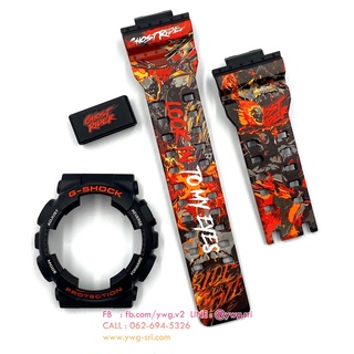 กรอบสาย G-SHOCK แท้ สีดำด้าน สกรีนลาย Ghost Rider ใส่ได้กับรุ่นGA-100 ,GA-110 ,GA-120 ,GAX-100 ,GD-100 ,GD-120 สายนาฬิกา