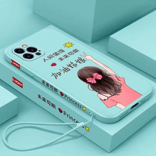 เคส iPhone 11 เหลี่ยมขอบ iPhone 12 Pro Max สายคล้องคอ ฟรี! เคส iPhone 7 Plus เคส iPhone 8 plus เคส iPhone ป้องกันการหล่น se2020 เคส iPhone 7+ 8 Plus X iPhone XR XS สูงสุด 11 pro max เคส Apple iPhone iPhone 11