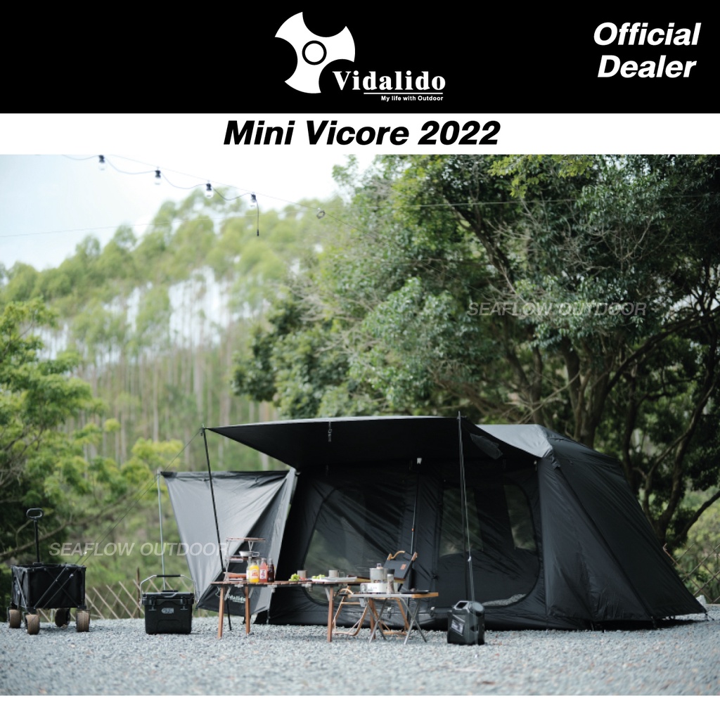 พร้อมส่ง!! Vidalido Vicore Mini รุ่นใหม่ปี 2022 เต็นท์ครอบครัวขนาด 5-8 คน เต็นท์อัตโนมัติ สีดำ เต็นท์กันฝน  🏕