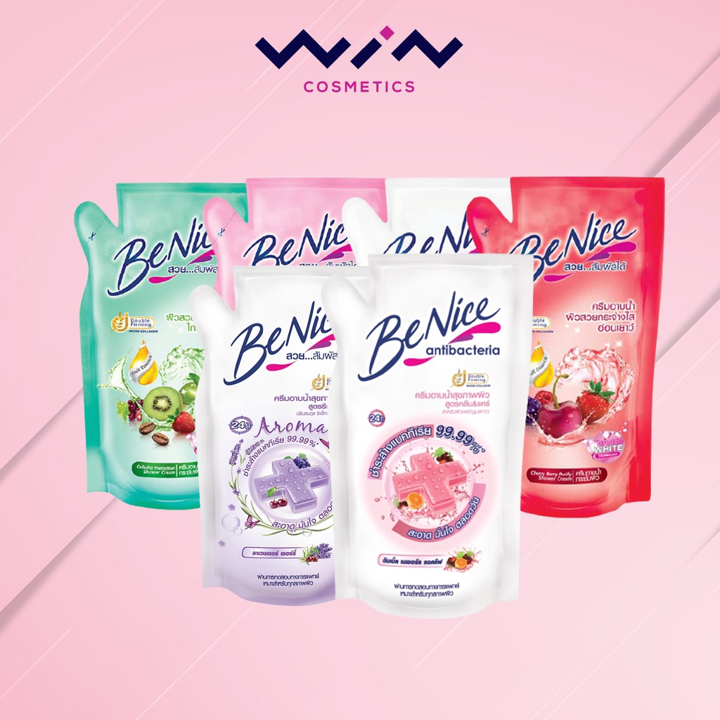 บีไนซ์ Benice ครีมอาบน้ำ สูตรผลไม้บำรุงผิว และ สูตรแอนตี้แบคทีเรีย (400 มล. ชนิดเติม)