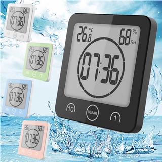 Waterproof LCD Digital Wall Clock Shower Suction Wall Stand Alarm Timer Temperature Humidity Bath Weather Station for Home