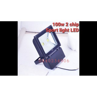 Sport Light Floodlight สปอร์ตไลท์ บอดี้ดำ 100w แสงขาว 2 chip งานหนา ทนทาน สว่างมาก