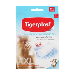 Tigerplast W4 ไทเกอร์พล๊าส พลาสเตอร์ กันน้ำ ชนิดฟิล์มใสกันน้ำ ขนาด 100 x 120 mm จำนวน 1 กล่อง บรรจุ 2 แผ่น 15691