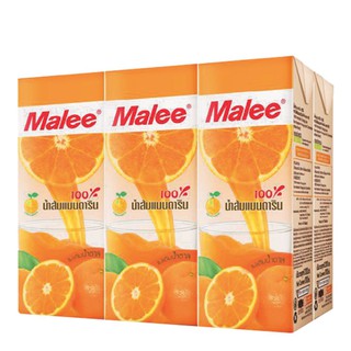 มาลี น้ำส้มแมนดาริน 100% 200 มล. แพ็ค 6 กล่อง Malee 100% Mandarin Orange Juice 200ml pack of 6 boxes.