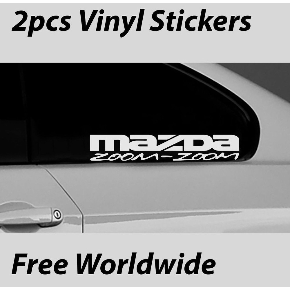 2 ชิ้น (1 คู่) Mazda Zoom-Zoom สติ๊กเกอร์ติดรถยนต์หน้าต่างไวนิลสติ๊กเกอร์กันชน