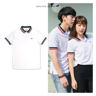 เสื้อโปโลบลูตัส Bulltus Brand  สีขาวปกเขียว ปก 3 สี