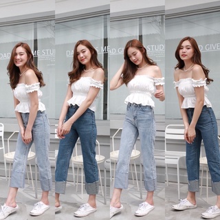 PURSTUFF | PUR BASIC DENIM ยีนส์ทรงบอยพับขาเอวสูง