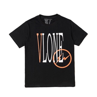 เสื้อยืดVLONE x FRAGMENT DESIGN Couple Fashion Cotton T-shirts Classic LOGO Short Sleeved for men