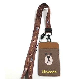 BROWN br สายคล้องคอ สายคล้องบัตร ที่ใส่บัตร ซองใส่บัตร ที่ใส่บัตร พร้อมสายคล้องคอ ลาย BROWN  BR  งานดี สวยงาม BY  8118