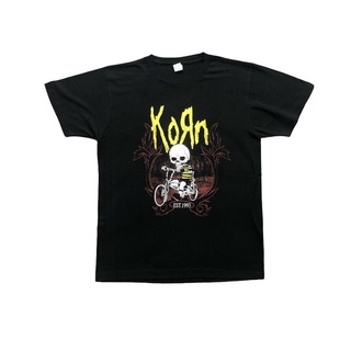 ผ้าฝ้ายคอกลมเสื้อยืดแขนสั้น พิมพ์ลาย Korn Skull On Bike Alternative Rock Nu Metal Band สไตล์คลาสสิก สําหรับผู้ชาย และผู้