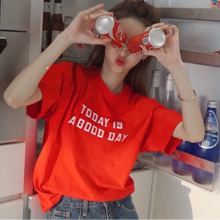 [พร้อมส่ง สีแดง] Good Day Tee