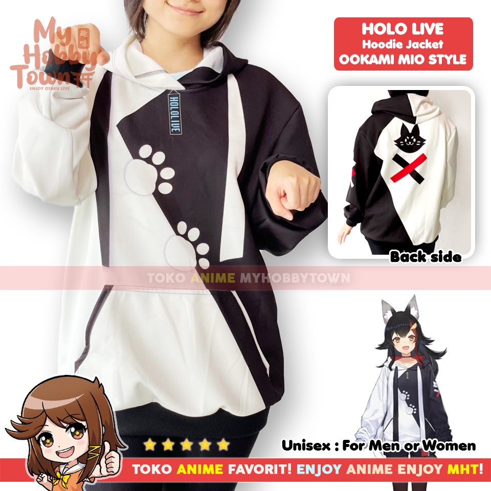 เสื้อกันหนาวมีฮู้ด Anime Holo Live Ookami Mio Impression คอสเพลย์