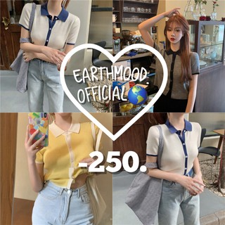 Earthmood🌷 เสื้อไหมพรมตัดขอบสี มีความมินิมอล เกาหลีสุดๆ