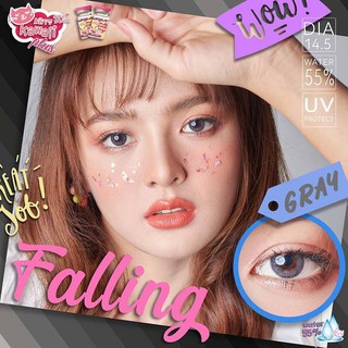 (2) Falling Gray mini มินิ สีเทา เทา Kitty Kawaii ค่าอมน้ำสูง Contact Lens Bigeyes คอนแทคเลนส์ ค่าสายตา สายตาสั้น แฟชั่น