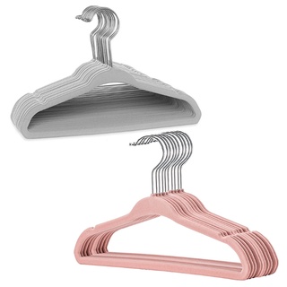 ✿ 10Pcs Baby Non-Slip Velvet Hangers Space Saving 360 Degree Swivel Hook Flocked Felt Kids Clothes Drying Rack Organizer