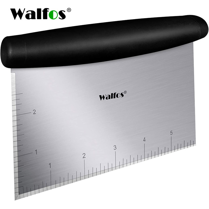Walfos Stainless Steel Dough Scraper - Multi-Purpose Scraper Chopper with Measurements,for Pastry,Br