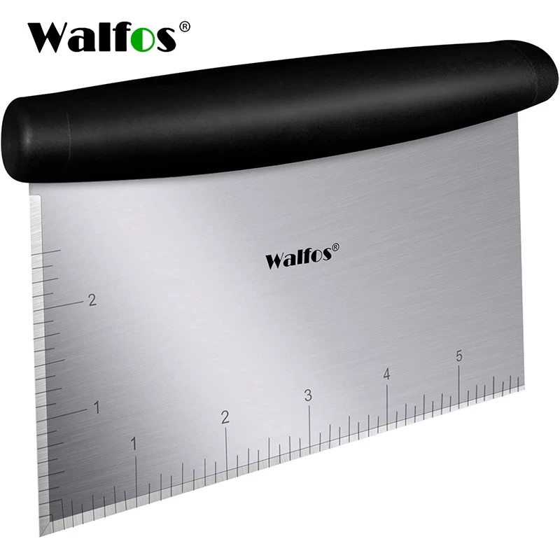 Walfos Stainless Steel Dough Scraper - Multi-Purpose Scraper Chopper with Measurements,for Pastry,Bread Baking