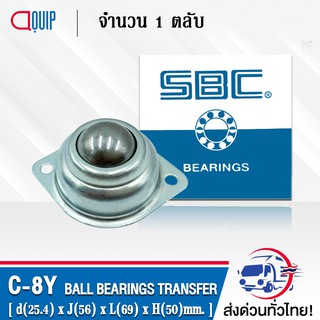 C-8Y SBC Ball Transfer Units แบบหน้าแปลนวงรี C 8Y ( เพลา 25.4 มม. )