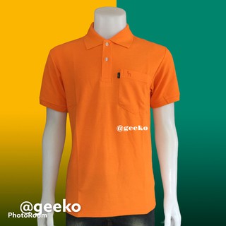 นุ่มสบาย ระบายอากาศดีเสื้อโปโลสีส้ม Geeko เสื้อตรากวาง สีส้มอ่อน เนื้อผ้านุ่ม สวมใส่สบาย