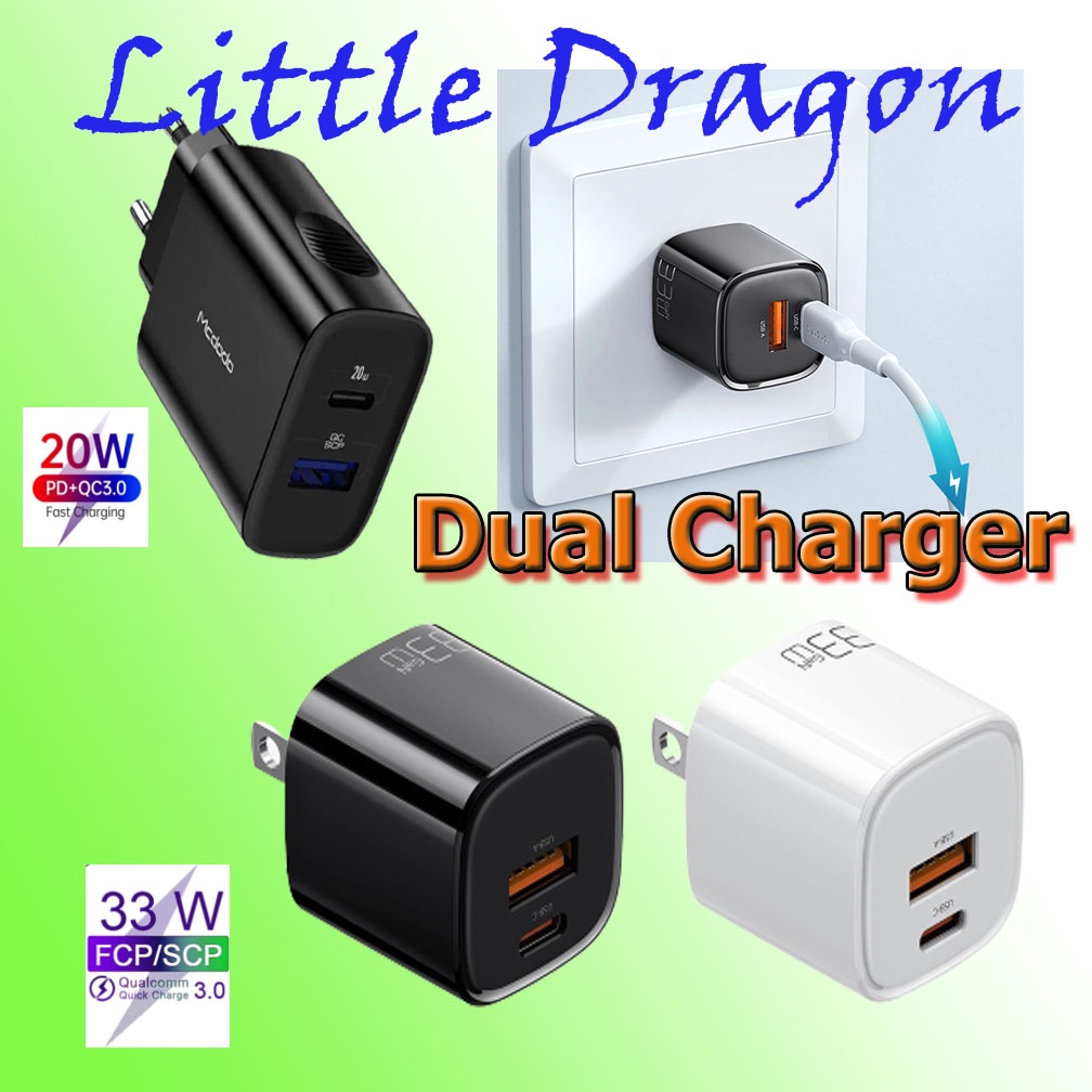 Mcdodo Adapter fast charge ชาร์จไว หัวชาร์จ 1 USB + 1 Type C