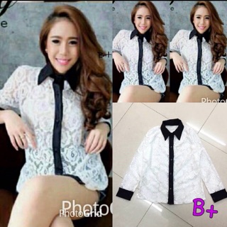 เสื้อลูกไม้ ลายดอกสวยๆ แขนยาว แต่งปกและสาป งานสวยค่ะ