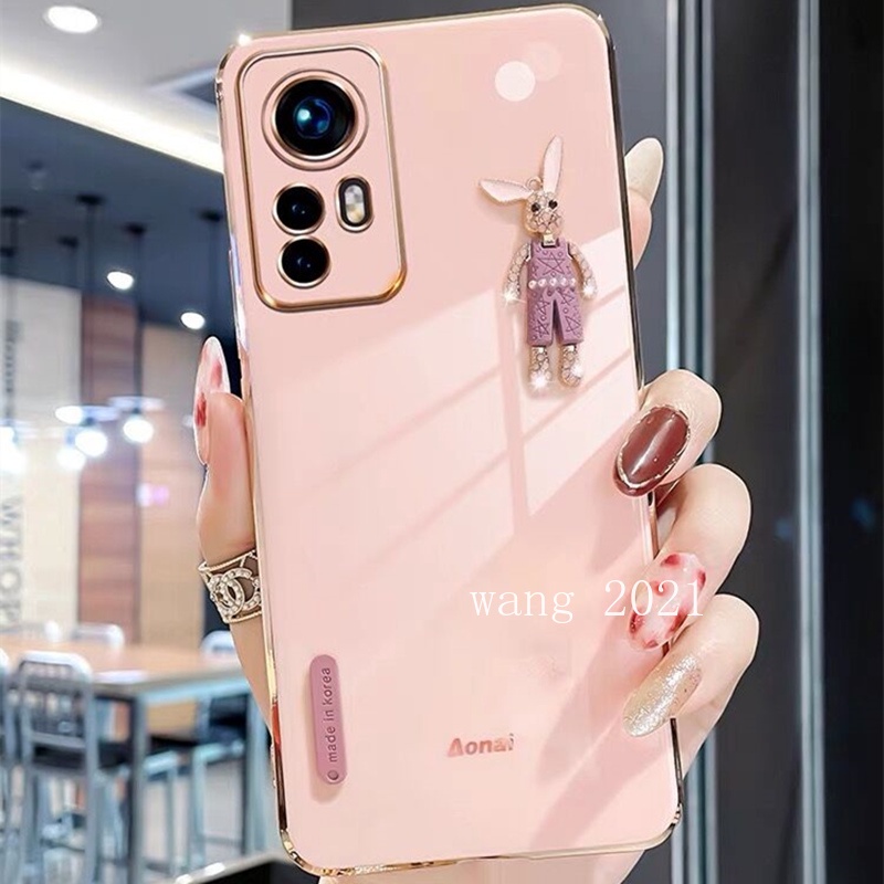 2022 New Casing Xiaomi 12T Pro 12 Lite POCO M5s C40 เคส Phone Case Straight Edge Plating with Trendy Rabbit Ultra-thin Silicone Soft Back Cover เคสโทรศัพท #8