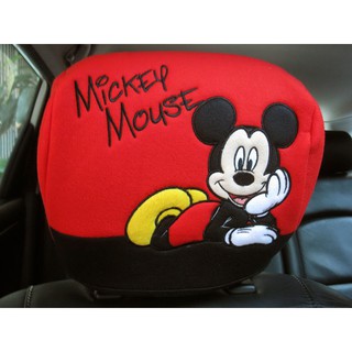 ลิขสิทธิ์แท้ มิกกี้เม้าส์ ที่หุ้มหัวเบาะรถยนต์ 1 ชิ้น Mickey Mouse Head Rest Seat Cover