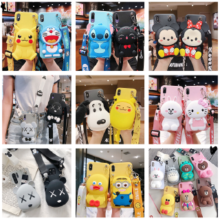 เคส Oppo A53 A92 3D cartoon กระเป๋าซิปกระเป๋าโทรศัพท์ zipper wallet pikachu minnie mickey doraemon hello kitty cony rabbit brown bear snoopy stitch cat soft case